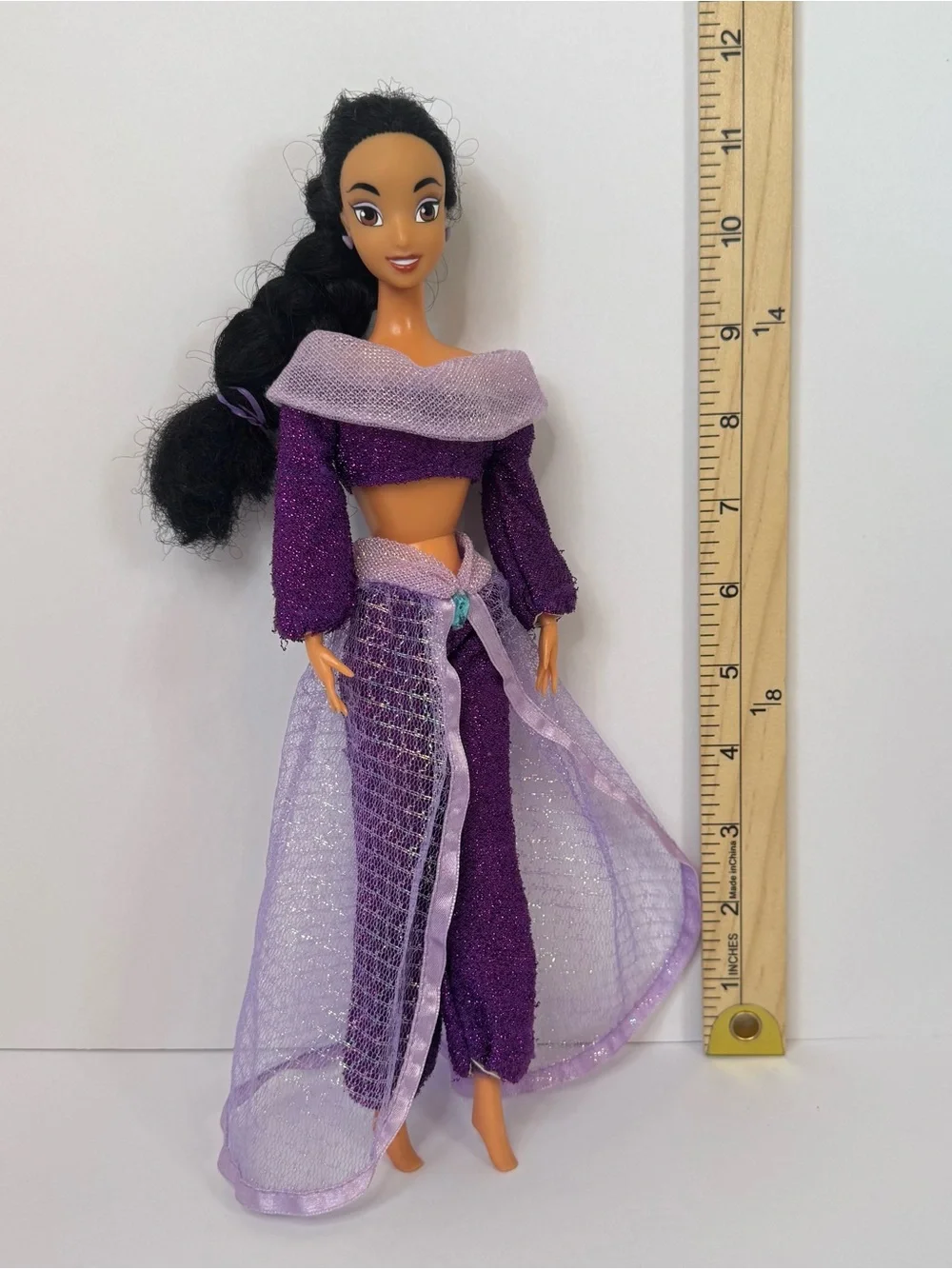 Vintage Disney Store Princess Jasmine Doll Sparkly Purple Outfit